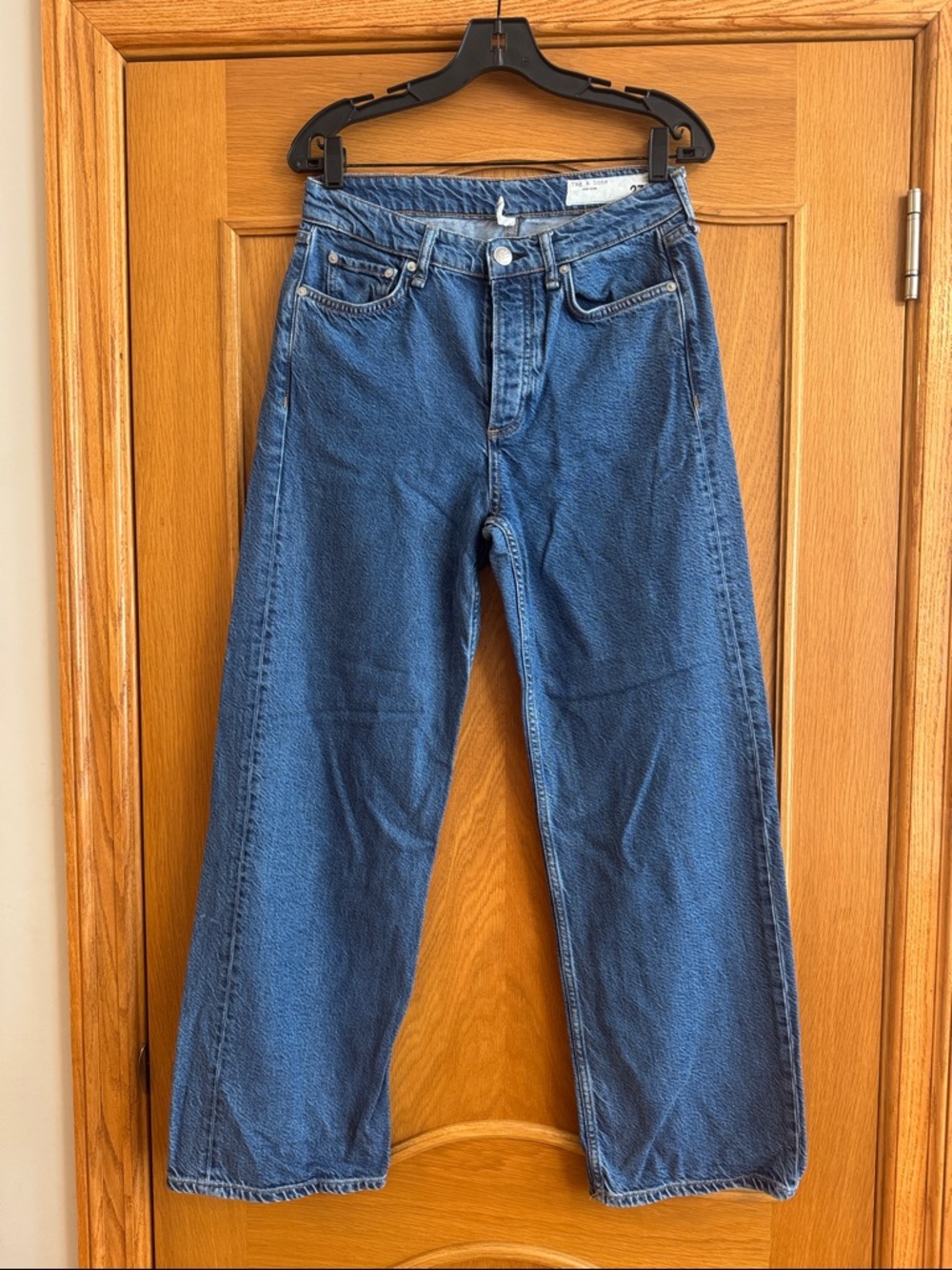 Rag & Bone Logan Featherweight Denim Low Rise Wide Leg Jeans Size 27 Lily Wash - Picture 3 of 13